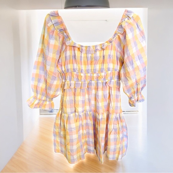 NEW Entro Pastel Gingham Pattern Dress Size Small - Picture 2 of 9